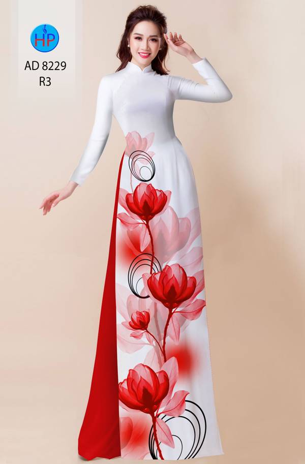Vải Áo Dài Hoa In 3D AD 8229 17